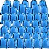 KUUQA 40Pcs Drawstring Backpack Bags Bulk Light Blue Drawstring Bag Foldable Gym Bag Sport Cinch Sack String Backpack Storage Bags for Women Men Shopping Gym Travel Sports