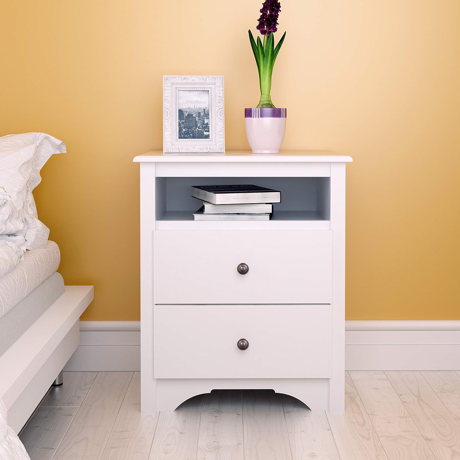 Prepac Wdc 2428 Monterey Tall 2 Drawer Nightstand With Open Shelf White Amazon Ca Home Kitchen