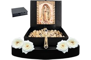 CUITÁXI Wedding lasso crystal with Jesus christ and virgen de guadalupe in a Premium gift box - Lazo de bodas de iglesia para novios - lasso for wedding ceremony - wedding lasso catholic set - lazo para bodas