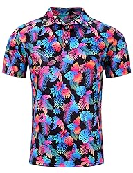 uideazone Mens Golo Shirts Dry Fit Colorful Palm