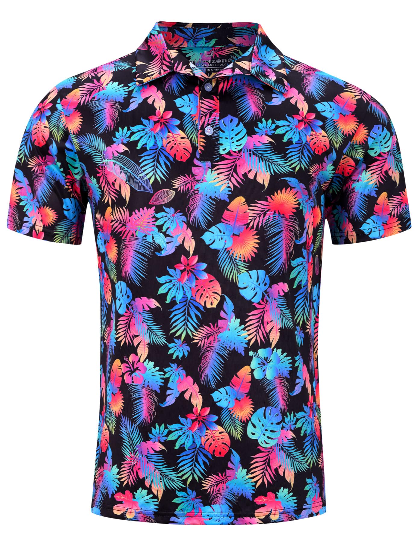 uideazone Mens Golo Shirts Dry Fit Colorful Palm