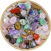 80PCS Natural Bulk Assorted 0.5''-0.6'' (0.6 lb) Tumbled Polished Stones Healing Crystal Set Real Raw Stones for Home Decoration Reiki Gifts Energy Therapy