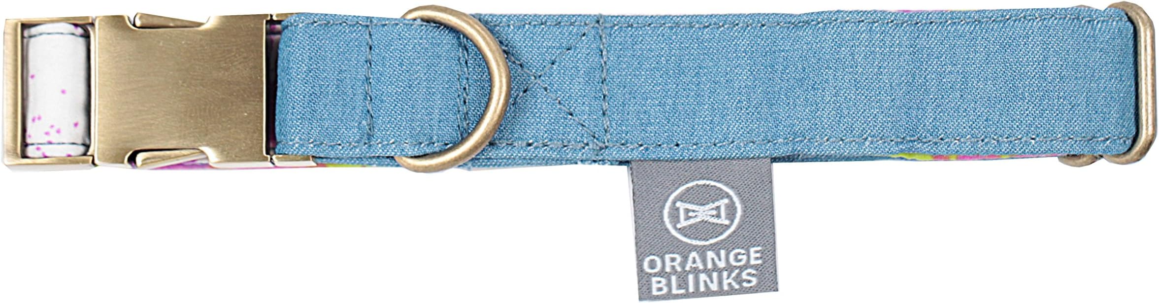 Orange Blinks Just Denim Collection Collar for Pets, Blue and Purple-Prints
