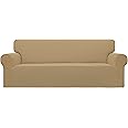 Easy-Going Stretch Oversized Sofa Slipcover 1-Piece Sofa Cover Furniture Protector Couch Soft with Elastic Bottom for Kids, Polyester Spandex Jacquard Fabric Small Checks Golden