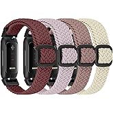 FTYQUEE 4 Pack Braided Stretchy Adjustable Straps Compatible for Fitbit Inspire 3/Inspire 2/Inspire HR/Inspire/Ace 3/Ace 2 for Women Men,Sport Elastic Nylon Cloth Wristbands for Fitbit Inspire 3/2