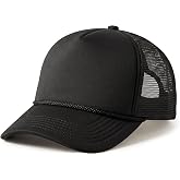 CHOK.LIDS Blank Foam Trucker Hat, Retro Mesh Rope Snapback Cap, Men Women | Lightweight foam front, breathable mesh back, braided rope trim, adjustable snapback, curved or flat bill, men and women