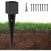 1 Pack 4x4 Fence Post Anchor Ground Spike – Heavy Duty 24" Metal Post Base (Fit 3.6"x3.6") Black Powder-Coated for Mailbox, Deck, Fence, Railing