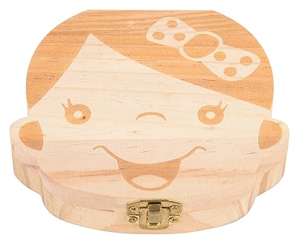 EduToys Girls Wood Tooth Album Keepsake Souvenir Box