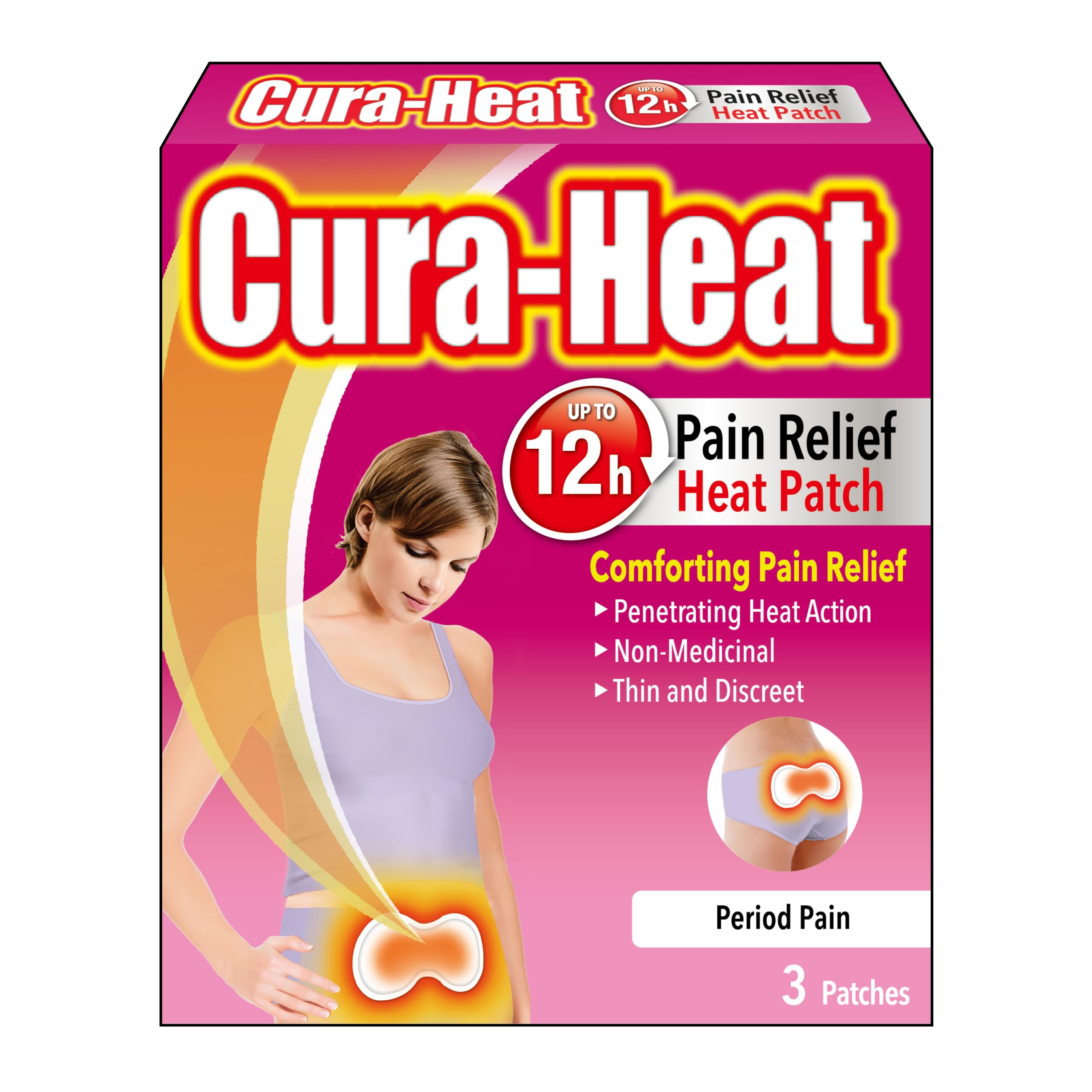 Cura-heat Period Pain 3 Patches, 1 Pack