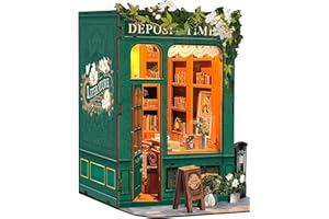 MIGGLEY Book Nook Kit for Adults, Booknook DIY Miniature House Kit, 3D Wooden Puzzles for Adults, Wood Gifts for Book Lovers Women Friends - Moments in Time