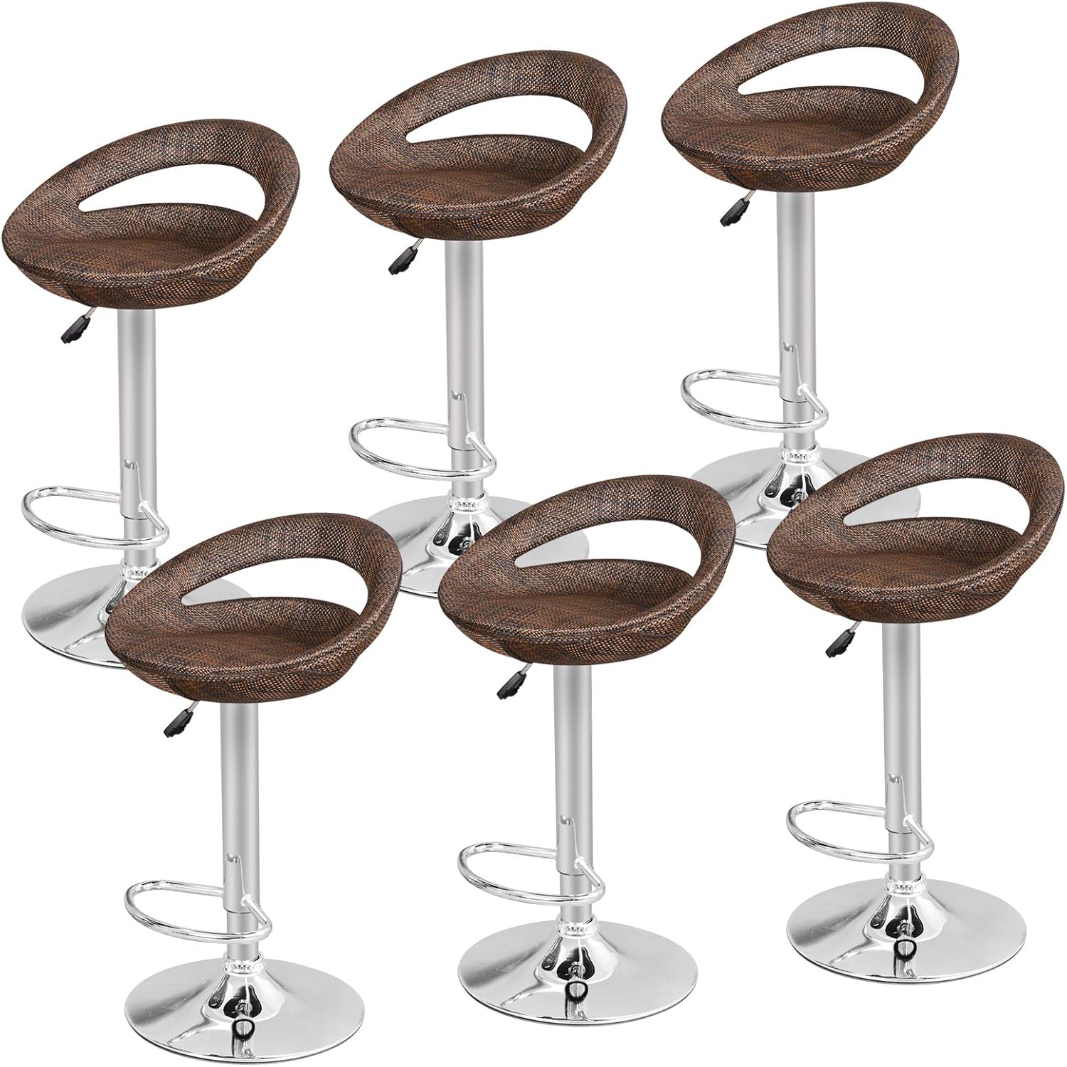 SUPER DEAL Lot de 6 tabourets de Bar pivotants réglables en Osier et en rotin Amazon.fr Jardin