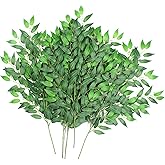 COTSEN 17 Pcs Artificial Italian Ruscus Greenery Stems 28in Faux Floral Leaf Vines Hanging Greenery Spray for Wedding Party Arch Floral Table Centerpieces Floral Arrangement Decor