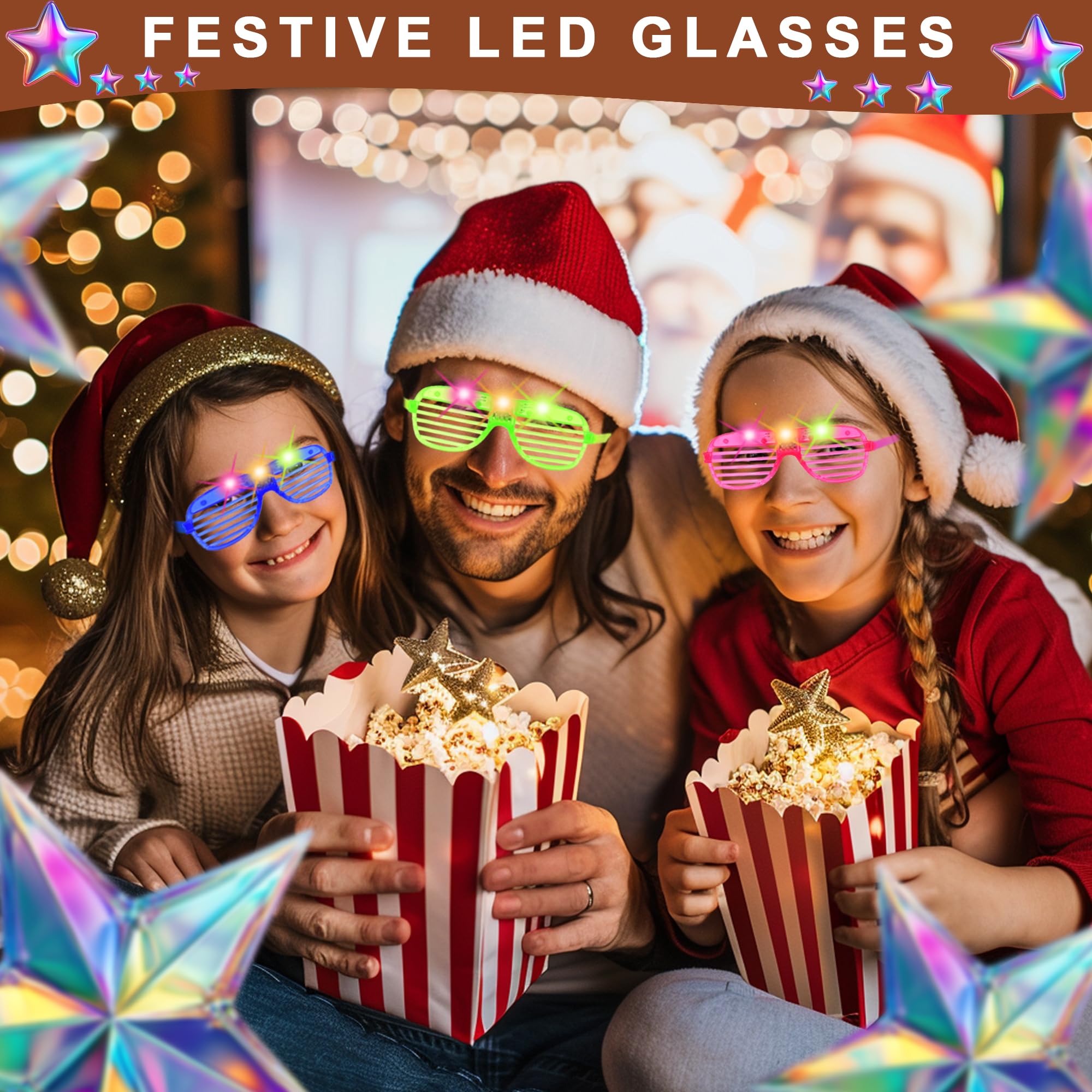 20 Pack LED Glasses,Glow glasses,Light up glasses,Glow in the dark glasses,Party glasses Rave neon Flashing Party For Birthday Mardi Gras New Year's Eve Party Decoration,For Kids/Adults