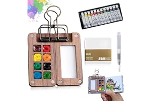 Tobios Watercolor Kit, 2025 New Tobios Mini Watercolor Kit, Portable Watercolor Travel Sets - 12 Color Mini Paint Kit with Wo