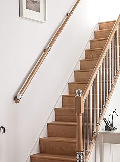 Round Handrail Set 45 Mm X 1500mm Long Varnished Oak Wood