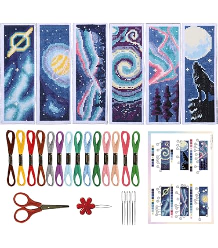 FREEBLOSS 6 Pcs De Marque-Pages Au Point De Croix Kit 11 CT Café