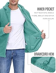 MAGCOMSEN Men's Sherpa Fleece Jacket Zip Up Hoodie