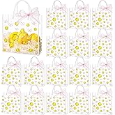 Sweetude 24 Pcs Softball Clear Treat Bags with Handles Bulk Softball Goodie Bags Sport Theme Party Gift Favor with Pink Bow Ribbon for Girl Youth Team Snack Birthday Gifts 7.9 x 7.9 Inch