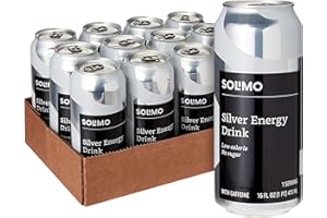 Amazon Brand - Solimo Silver Energy Drink, Sugar-Free, Vegan, Low-Calorie, 16 fl oz (Pack of 12)
