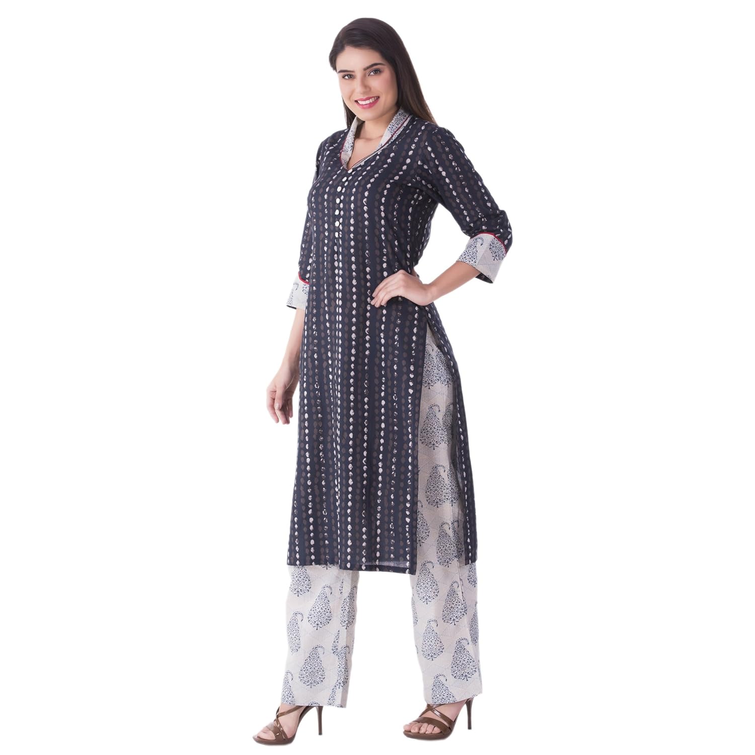 khushal women's cotton printed kurta with palazzo