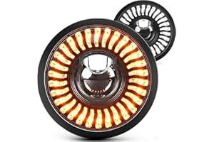 BRAVEWAY 5.75" LED Motorcycle Headlight Anti-glare, 5 3/4 inch Round Light with Projector Hi-Lo Beam/Amber White DRL/Start-up Gradient Welcome Halo (1PC)
