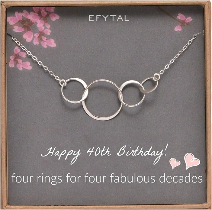 EFYTAL 40th Birthday Gifts for Women, Sterling Silver Four Circle