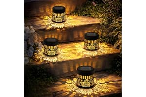 Solar Lanterns Outdoor Decor, 4 Pack Sunflower Garden Decorative Lights, Waterproof Metal Lanterns for Patio, Yard & Garden, 