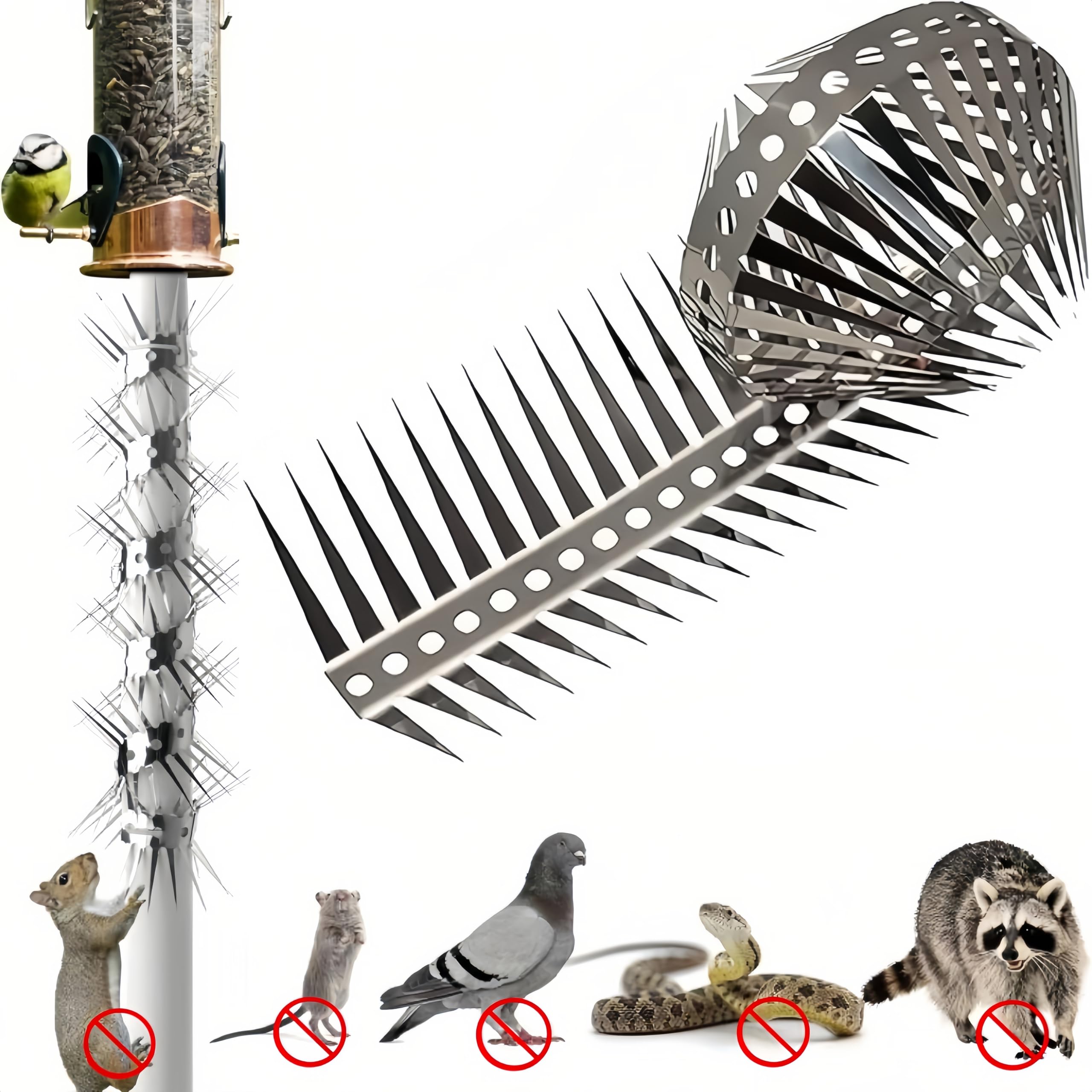 Anti Animal Climbing Thorns Bird Spikes Squirrel Baffle Squirrel baffles for Bird feeders Squirrel Repellent Pigeon Deterrent Bird nest Preventer Repel Squirrels (L: Thorn Length 5cm)