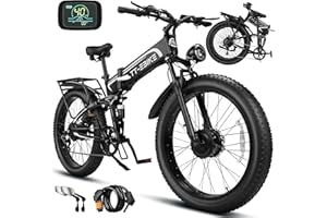 TT-EBIKE Dual:5000/4350/3000W, 2000W Electric Bike Adults 42/40/34 MPH with 60V/52V 30A/28/23AH Battery, 26 inch Fat Tire Mountain E Bike, Full Suspension Folding Ebike, Shim 7-Speed Gear