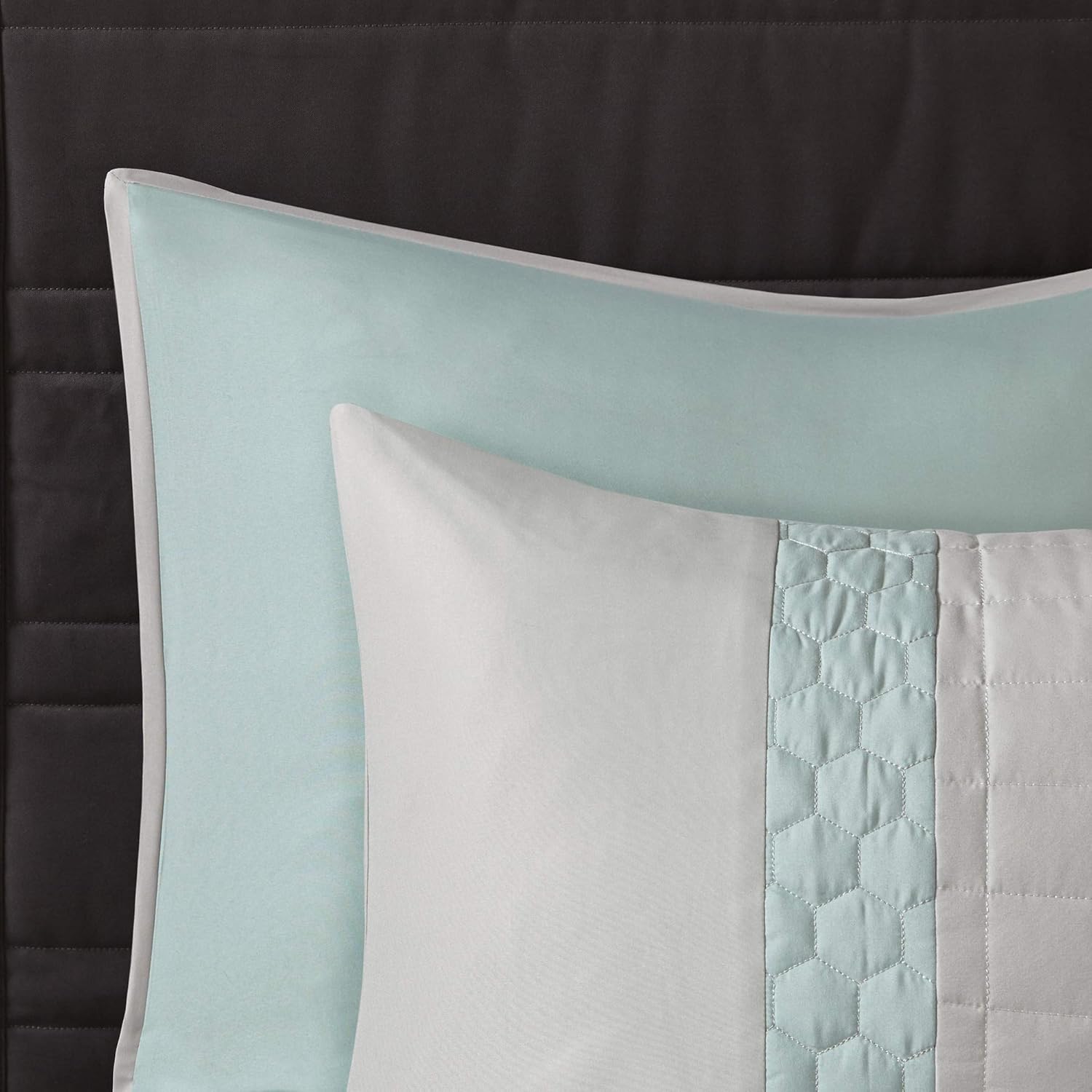 510 DESIGN Tinsley 8 Piece Ultra Soft Quilted Comforter Set Bedding, Queen Size, Seafoam/Grey: Home & Kitchen