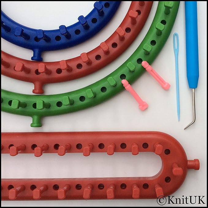 Knitting Loom Assortment Set of 4 1 Long + 3 Round Looms. With pink