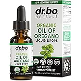 Oregano Oil Organic Liquid Drops - 6 Month Supply Organic Oil of Oregano Drops Liquid Tincture Extract, Cleanse, Detox, Immune Support, Digestive Gut Health - Pure Vegan Non-GMO Herbal Tincture 1 oz