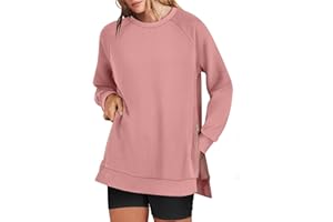 ANRABESS Women‘s Oversized Sweatshirt Crewneck Long Sleeve Tunic Pollover Shirts Side Zipper Hoodie Sweater 2024 Fall Clothes