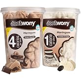 Don't Worry Meringue Cookies, Double Chocolate &amp; Cookies &amp; Cream | Low Sugar Candy with 1 Calorie per Piece | Keto Friendly Gluten Free Dessert and Healthy Snacks For Adults