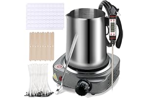 HACCAH Candle Making Kit, Wax Melter For Candle Making, DIY Candle Making Supplies For Adults,Beginners, Including 500w Electric Stove, 900ml Melting Wax Pouring Pot, Candle Wick, Thermometer, Spoon(Gray)