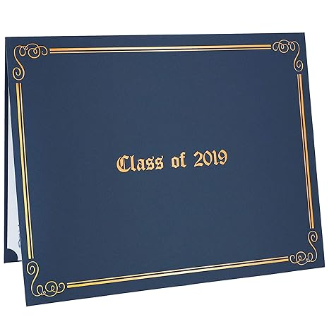 Class Of 2019 Diploma Covers 12 Pack Graduation Awards Certificates Holder 11 X 8 5 Inches Blue With Gold