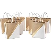 Hallmark 9" Medium Paper Gift Bags (Pack of 8 - White & Kraft) for Easter, Birthdays, Mother's Day, Weddings, Graduations, Ba
