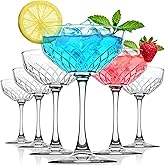 RACOBOT Coupe Glasses Set of 6, Diamond Style Classic Crystal Glass Martini Glasses, Clear Hand Blown Cocktail Glasses for Drink, Martini, Espresso Martini, Home Bar