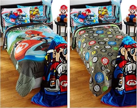 Super Mario Bros Mario Kart Reversible Comforter Twin Full