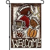 Heirloom Haven Fall Football Pumpkin Garden Flag 12x18in Double-Sided Outside, Burlap Small Welcome Seasonal Autumn Sports Game Day Flag for Thanksgiving Yard Holiday Outdoor Decoration