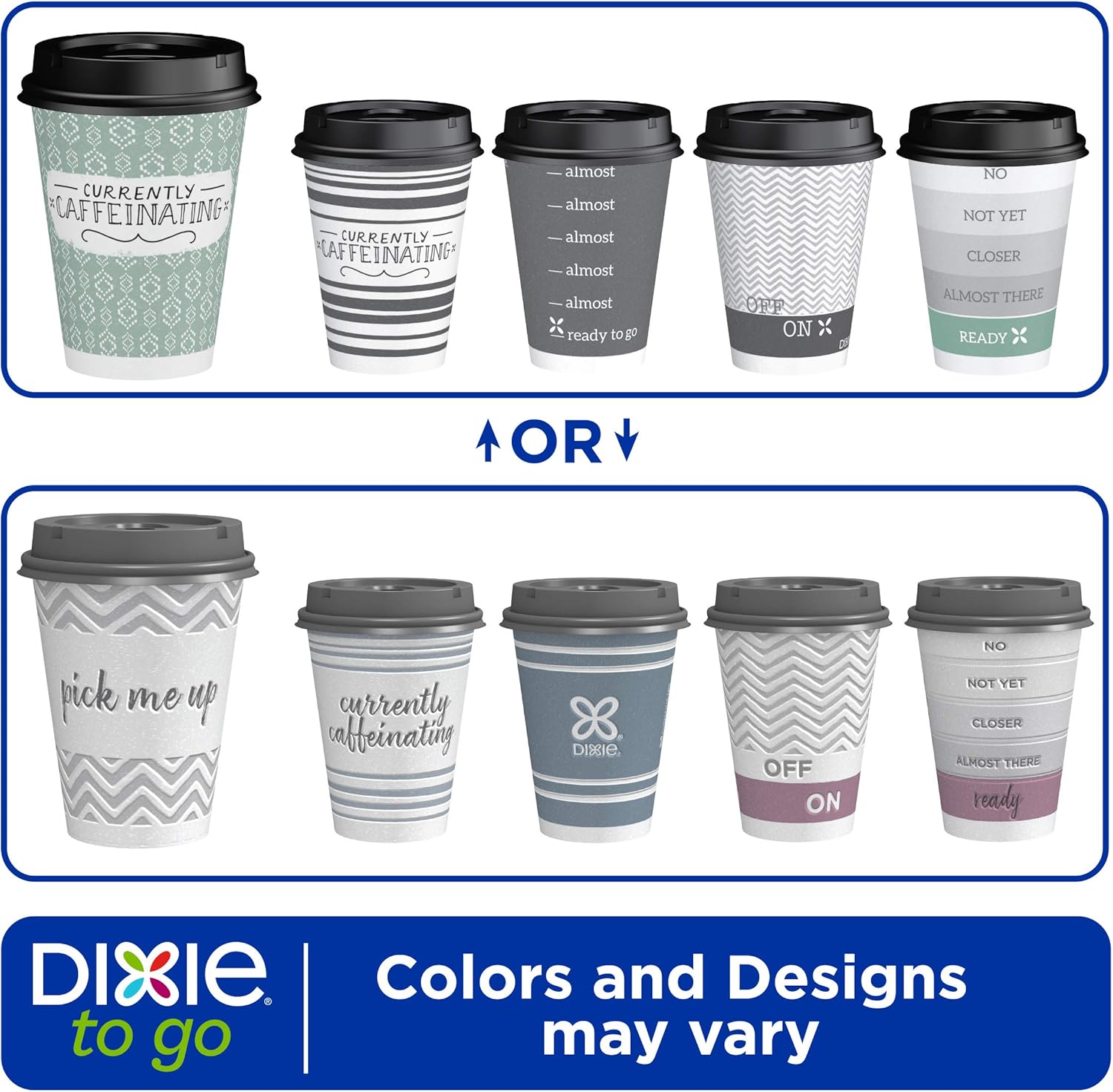 Dixie to Go Disposable Hot Beverage Paper Coffee Cups with Lids, 12 Oz, 156 Count, Assorted Designs, Gold (23710): Health & Personal Care
