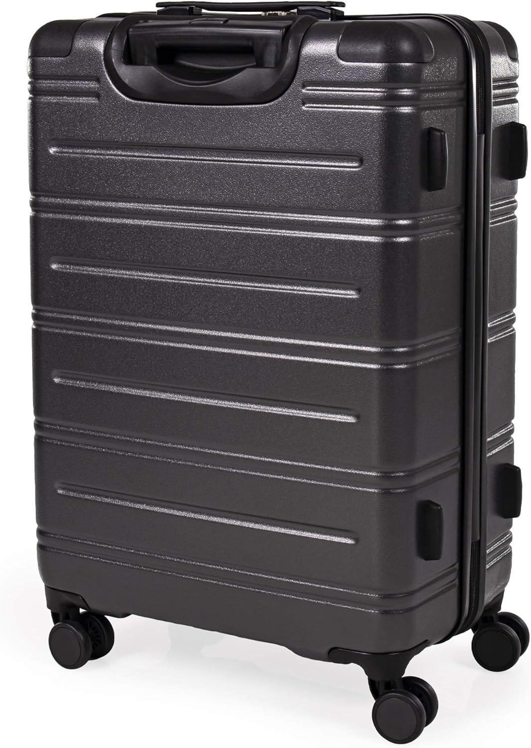 Pierre Cardin ABS Hard Shell 26 Inch Suitcase - Travel Luggage with 8 Spinner Wheels, Dark Grey, M - Image 3