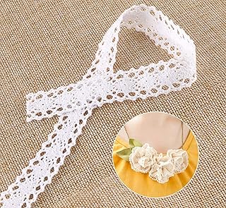 ABSOFINE 15M Vintage Spitzenband Borte aus Baumwolle Dekoband Zierband Spitzenstoff Spitzenborte für Nähen Handwerk Hochzeit Deko Scrapbooking Geschenkbox (Weiss)