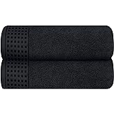 GLAMBURG 100% Cotton 2 Pack Oversized Bath Towel Set 28x55 Inches, Ultra Soft Highly Absorbant Compact Quickdry & Lightweight Large Bath Towels, Ideal for Gym Travel Camp Pool - Black