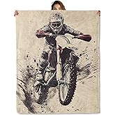 POCEZO Retro Motocross Blanket for Home Decor, Vintage Motorbike Pattern, Men Boys Extreme Sport Fans Gifts, 50"x60", Soft Fleece, Lightweight and Breathable, Ideal for Couch Car Office Travel Dorm
