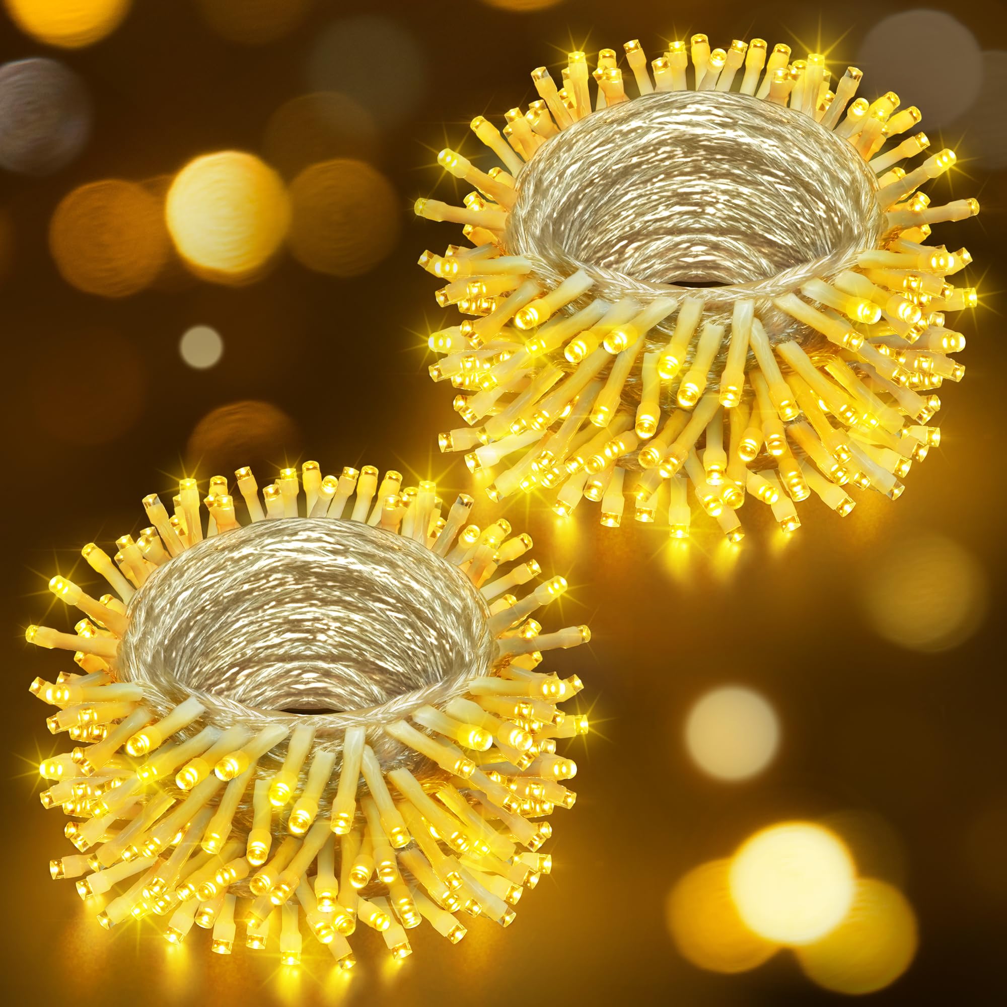 Photo 1 of 2 Pack 280 LED String Lights, 108FT Plug in Christmas Lights Indoor/Outdoor Waterproof, 8 Modes & Memory Twinkle Fairy Lights Decor for Home Party Wedding (Warm White)