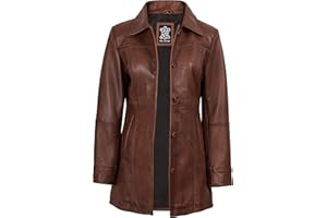 Decrum Leather Coats for Women - Casual Fashion Real Lambskin Womens Leather Car Coat
