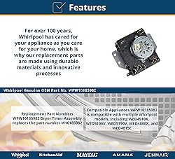Whirlpool WPW10185982 OEM Dryer Timer Assembly