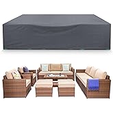 AKEfit Patio Furniture Covers,500D Heavy Duty Waterproof for Outdoor Square and Retangle Patio Table and Chair Covers,Grey-110"L x 84"W x 28"H