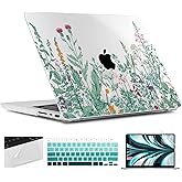 TWOLSKOO Compatible with MacBook Pro 14 inch Case 2023 2022 2021 Release M2 A2779 M1 A2442 Pro/Max Chip with Touch ID, Plastic Hard Shell Case & Keyboard Cover & Screen Protector, Wildflower